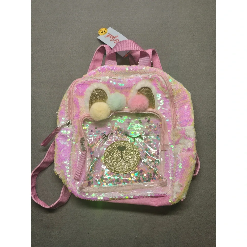 flip sequin mini backpack Reversible with Straps Features multiple compartments for organized storage of belongings such as keys Girls Metallic Flip Sequin Mini